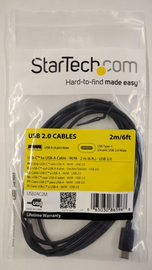 USB-C to USB-A Cable - M/M 2 m (6 ft.) USB 2.0 USB-IF Certified