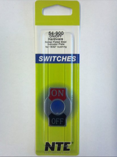 Indicator Plate On/Off Nickel Plated Steel Fits 15/32"