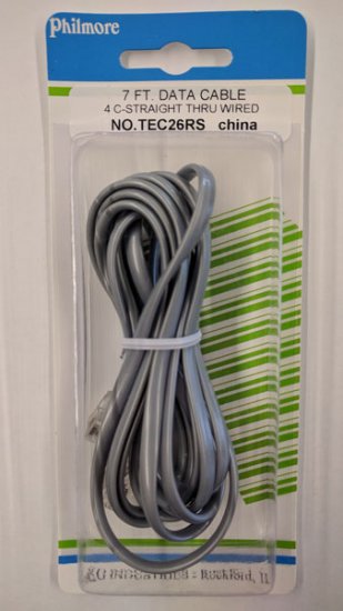7Ft Silver Data Interconnect Cable (6P4C) For Data Pin1 to Pin1