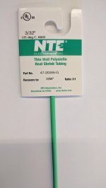 3/32" Green 48" Thin Wall 2:1 Polyolefin Heat Shrink Tubing