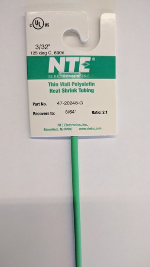 3/32" Green 48" Thin Wall 2:1 Polyolefin Heat Shrink Tubing