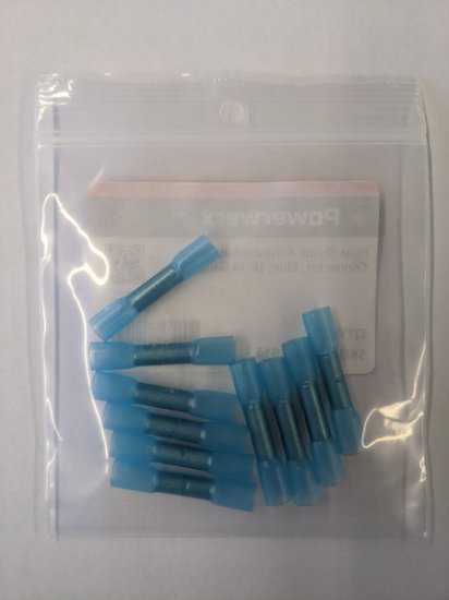 Heat Shrink Adhesive Butt Splice Connector Blue 16-14 Awg 10Pk