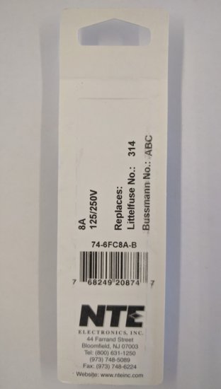8 Amp (3AB) Ceramic Fuse (5Pk) Fast Acting 6x30mm