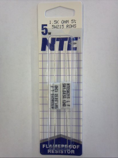 1.5K Ohm 5W Cerment Power Wirewound Resistor (2Pk) 5% Tolerance