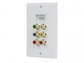 Recessed HDMI Decora Wall Plate with Component, R+W+Y (White)