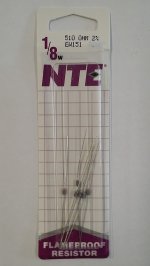 510 Ohm, 1/8W, 2% Metal Film Flameproof Resistor (6Pk)