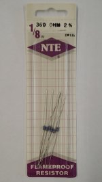 360 Ohm, 1/8W, 2% Metal Film Flameproof Resistor (6Pk)