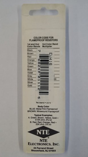 160K Ohm, 1/8W, 2% Metal Film Flameproof Resistor (6Pk)