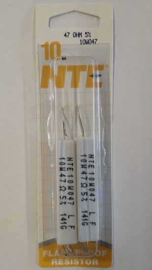 47 Ohm 10W Cerment Power Wirewound Resistor (2Pk) 5% Tolerance