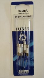 0.63 Amp (630mA) GDA-V Axial Ceramic Fuse 5Pk Fast Acting 5x20mm