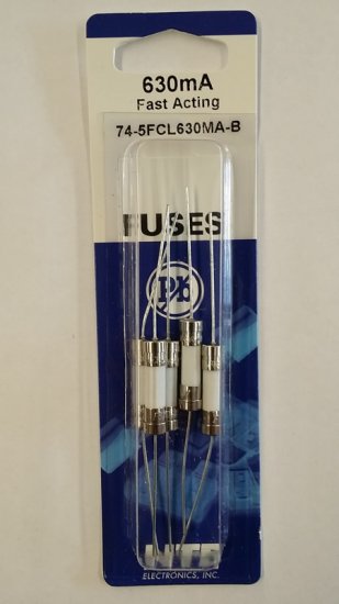 0.63 Amp (630mA) GDA-V Axial Ceramic Fuse 5Pk Fast Acting 5x20mm