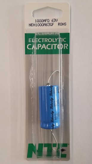 1,000uf 63V Axial Lead Electrolytic Capacitor