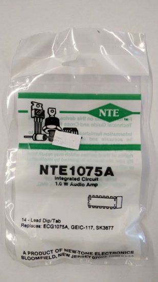 NTE1075A IC, Audio Power Amplifier, 1W, 14-Lead DIP w/Tab