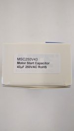 43-52uF 250VAC Motor Start AC Electrolytic Capacitor .25" Q.C.