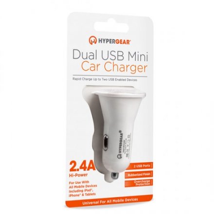 HyperGear Dual USB 2.4A Vehicle Charger - White