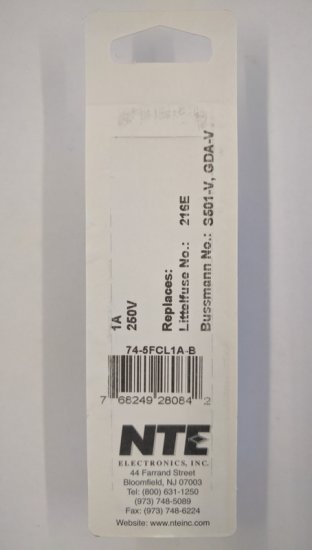 1 Amp (GDA-V) Axial Ceramic Fuse (5Pk) Fast Acting 5x20mm