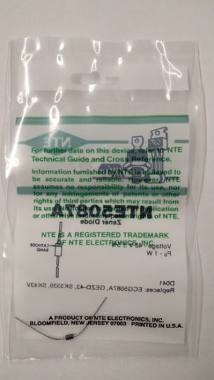 NTE5087A Zener Diode 43.0V 1W, DO-41/DO-15 (2Pk)