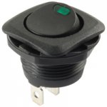 Green w/3V LED Round Rocker SPST On-None-Off 125V 16A