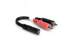 6" Stereo Breakout Cable 3.5mm TRSF to Dual RCA