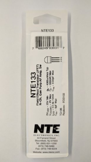 NTE133 Transistor N-Ch JFET (1Pk) 25V TO-106 GP AF Amp