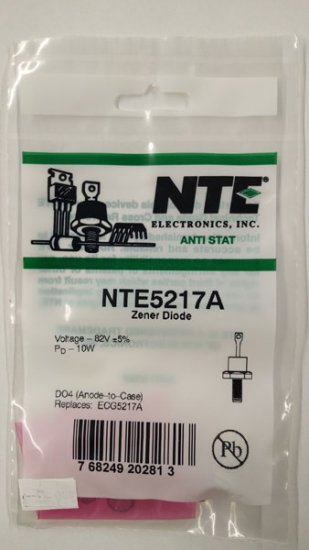 NTE5217A Zener Diode 82.0V 10W, DO-4 Anode Case