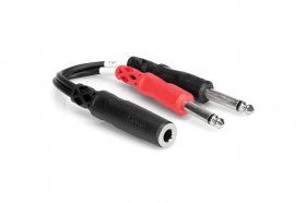 6" Stereo Breakout Cable 1/4in TRSF to Dual 1/4in TS