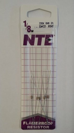 330K Ohm, 1/8W, 2% Metal Film Flameproof Resistor (6Pk)