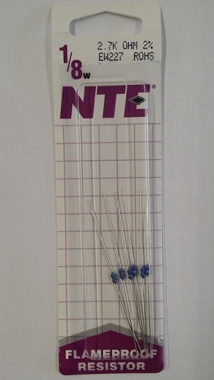 2.7K Ohm, 1/8W, 2% Metal Film Flameproof Resistor (6Pk)