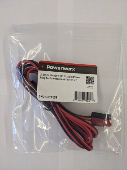 2.1mm Straight DC Coaxial Power Plug to Powerpole Adapter 6Ft