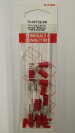 Fork/Spade Insulated Vinyl (PVC) 22-18Awg #8 Stud (10Pk)