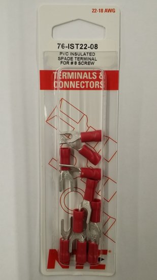 Fork/Spade Insulated Vinyl (PVC) 22-18Awg #8 Stud (10Pk)