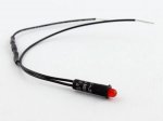 Red 12-14V AC/DC Snap In 5mm LED 20ma 6" Leads