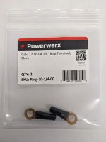 Gold 12-10 GA 1/4" Ring Terminal, Black 2Pk