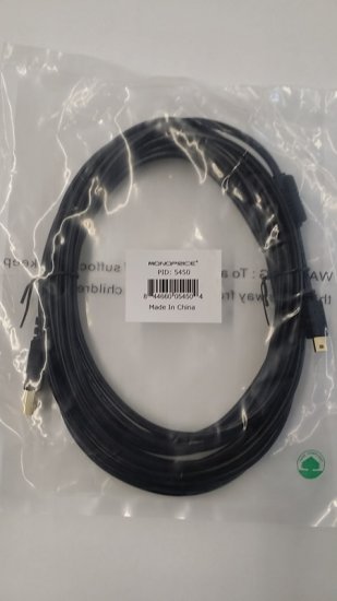 15Ft Black USB 2.0 A Male to Mini-B 5pin Male Cable w/ Ferrite