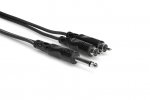6.6Ft (2m) Y Cable, 1/4in TS Male to Dual RCA Male