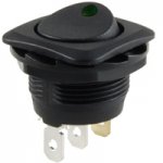 Green 12V LED Round Rocker SPST On-None-Off 12VDC 20A