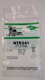 NTE341 T-NPN, Si, RF Power Output, High Freq (PO 4W, 130-175MHz)