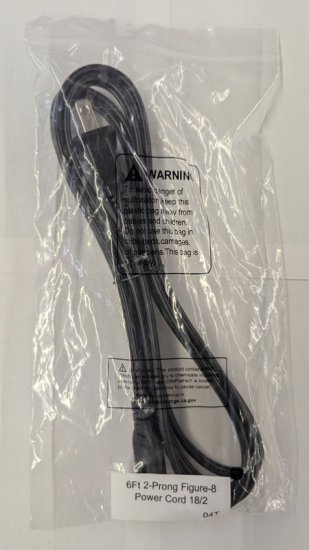 6Ft 2-Prong Figure-8 Power Cord 18/2
