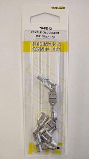 Quick Connect Female Non-Insulated 12-10Awg 0.250" (10Pk)