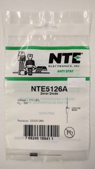 NTE5126A Zener Diode 11.0V 5W Axial Leaded