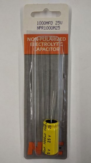 1,000uf 25V Non-Polar Radial Lead Electrolytic Capacitor