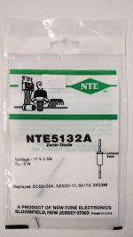 NTE5132A Zener Diode 17.0V 5W Axial Leaded