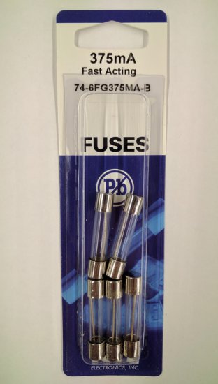 0.375 Amp (375mA) 3AG Glass Fuse (5Pk) Fast Acting 6x30mm