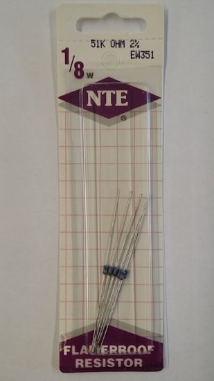 51K Ohm, 1/8W, 2% Metal Film Flameproof Resistor (6Pk)