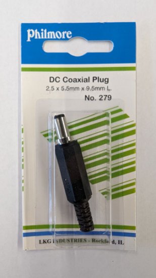 DC Power Plug "N" 5.5/2.5mm w/Strain Relief Secured Contacts