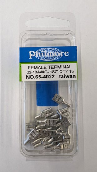 Quick Connect Female Non-Insulated 22-18Awg 0.187" (15Pk)
