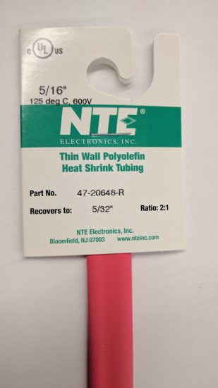 5/16" Red 48" Thin Wall 2:1 Polyolefin Heat Shrink Tubing