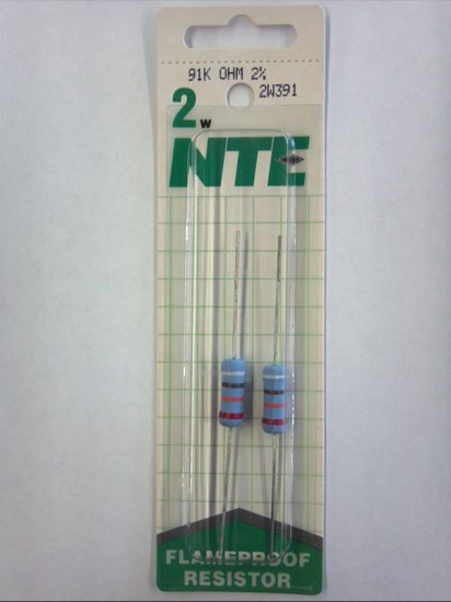 91K Ohm 2 Watt Metal Oxide Film Resistor (2Pk) 2% Tolerance