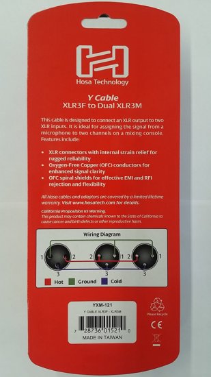 Y Cable XLR3F to Dual XLR3M 6"