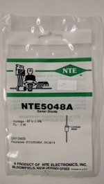 NTE5048A Zener Diode 87.0V 1/2W, DO35